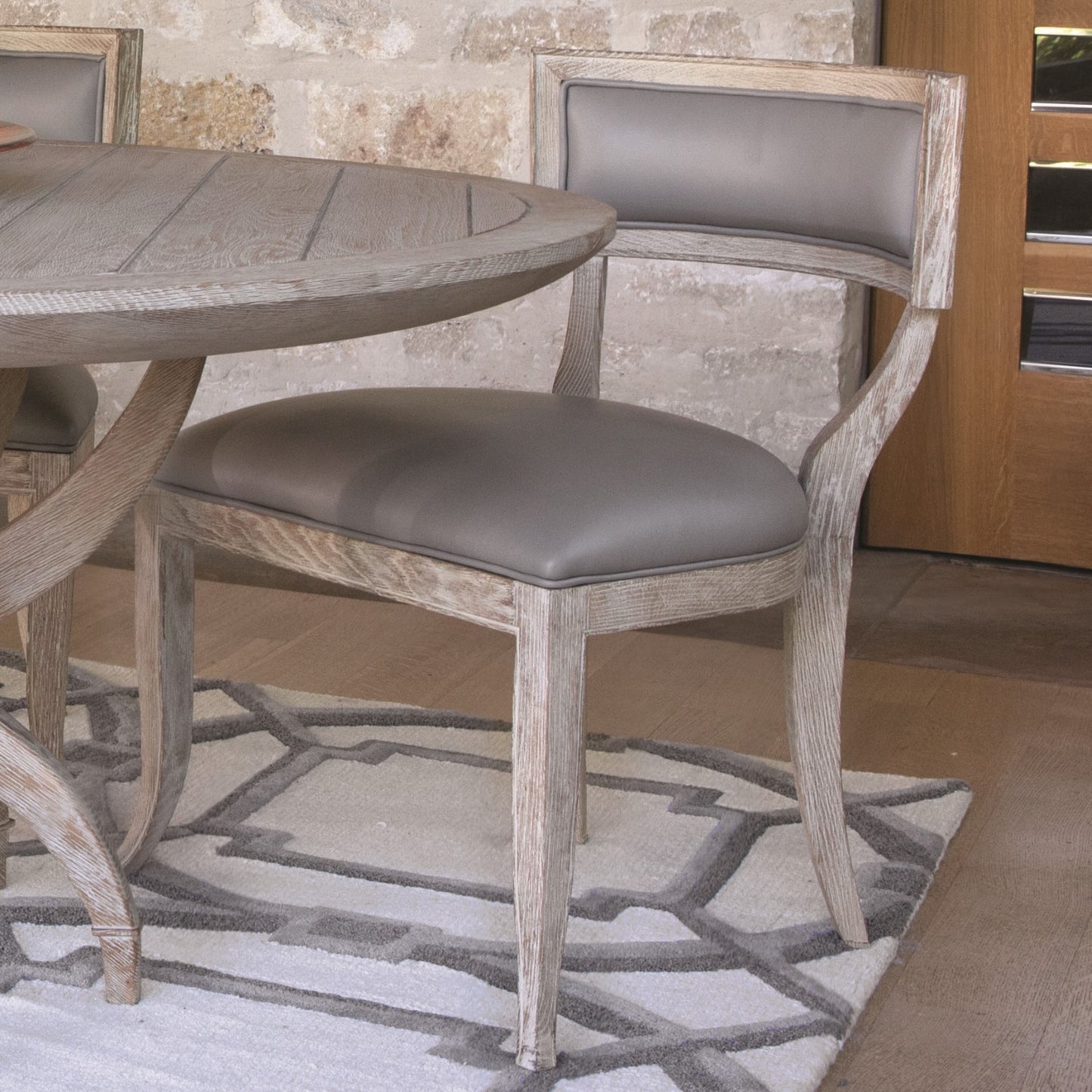 Klismos Chair-Grey Leather