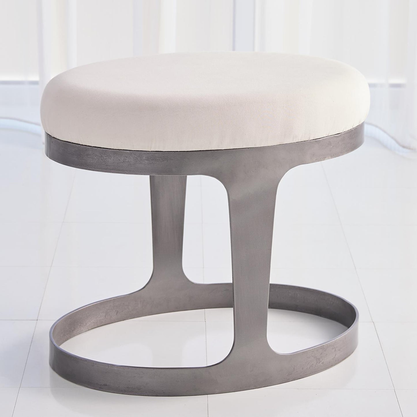 Oslo Stool w/Muslin Cushion - Natural Iron - Grats Decor Interior Design & Build Inc.