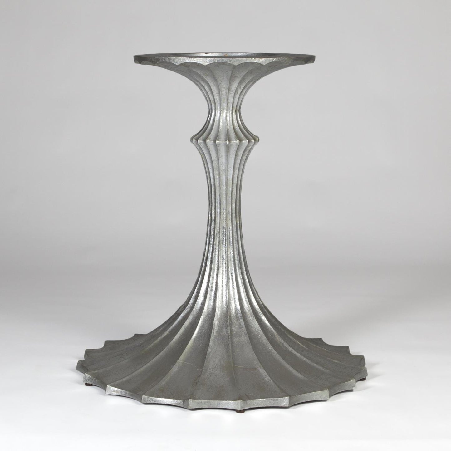 Flute Table 96" Oval Walnut Top w/26" Silver Leaf Base