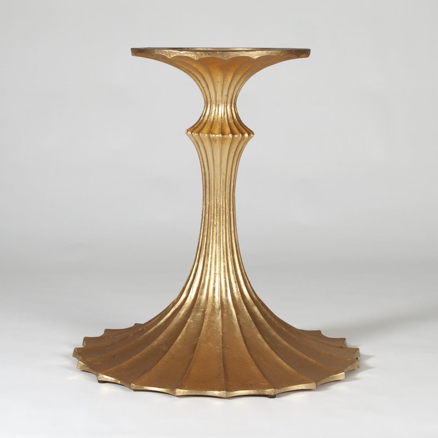 Flute Table 96" Oval Walnut Top w/26" Gold Leaf Base