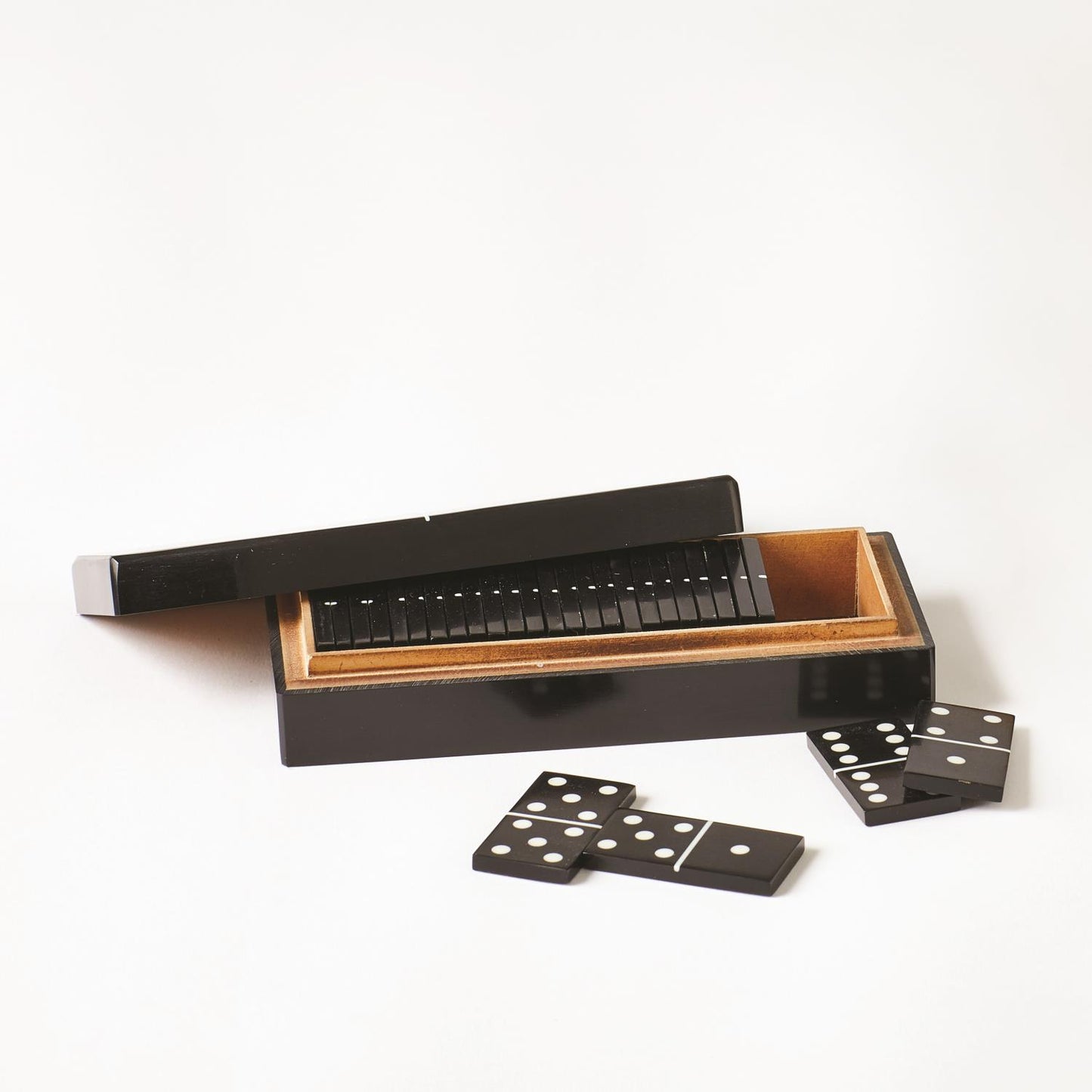 Dominoes Box - Black w/White Dots - 2 sizes