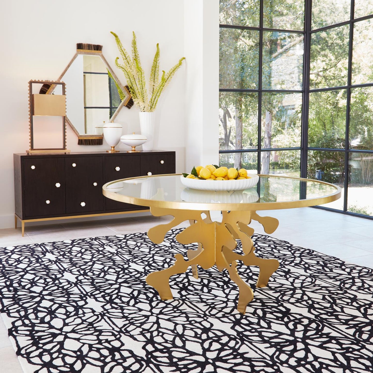 Ink Blot Dining Table - 48"Dia/60"Dia - Gold Leaf