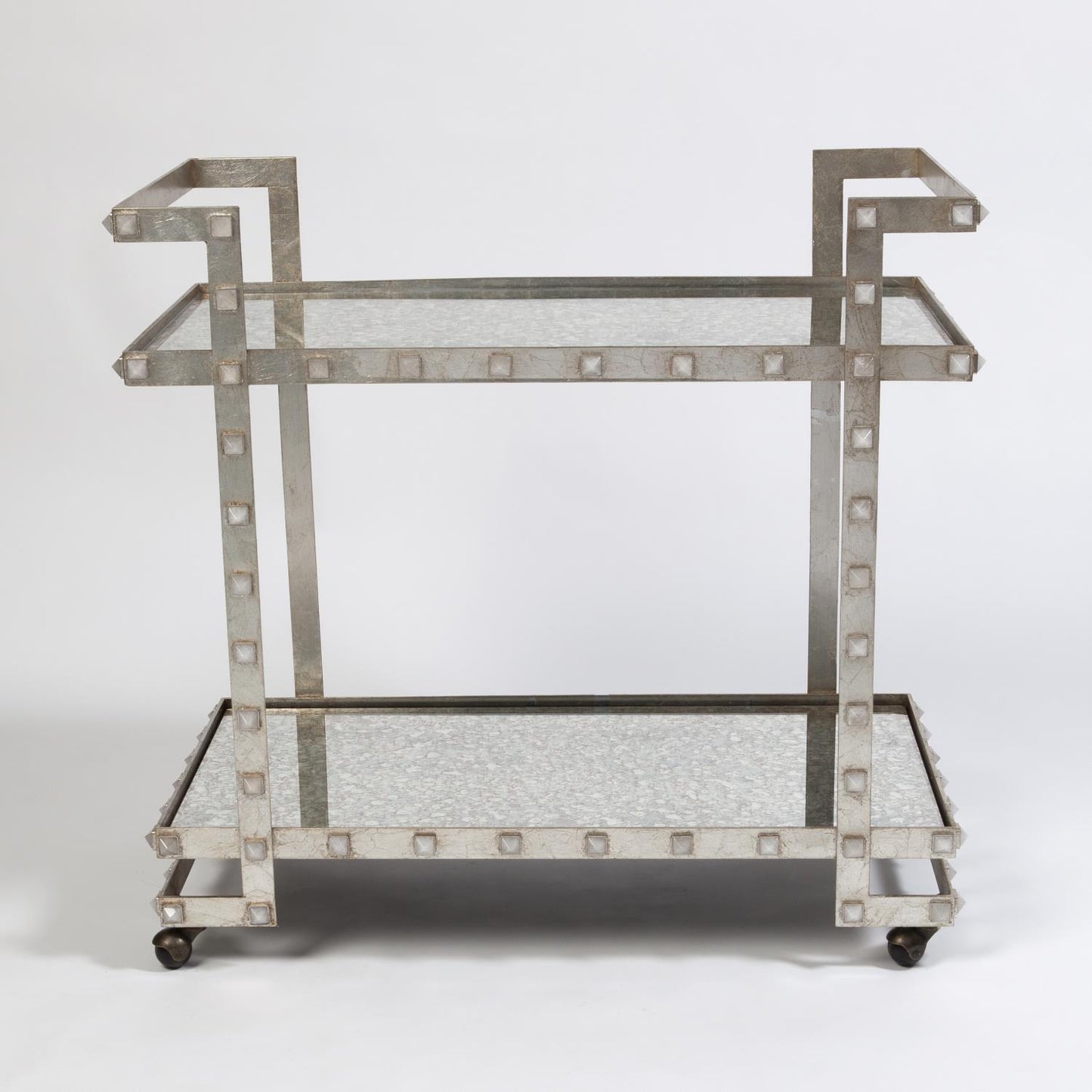 Quartz Stud Bar Cart - Silver Leaf