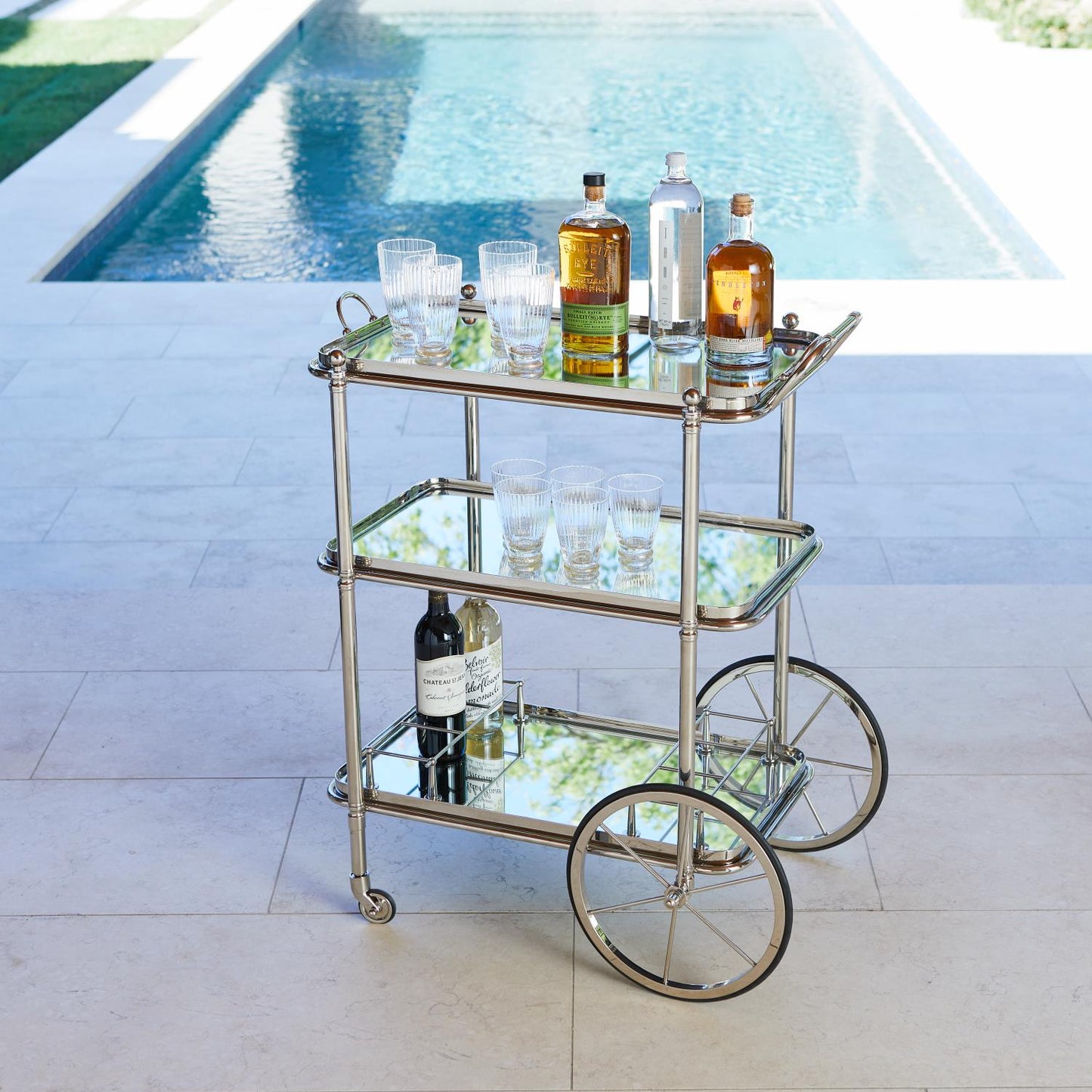 English Bar Cart and Tea Trolley - Nickel