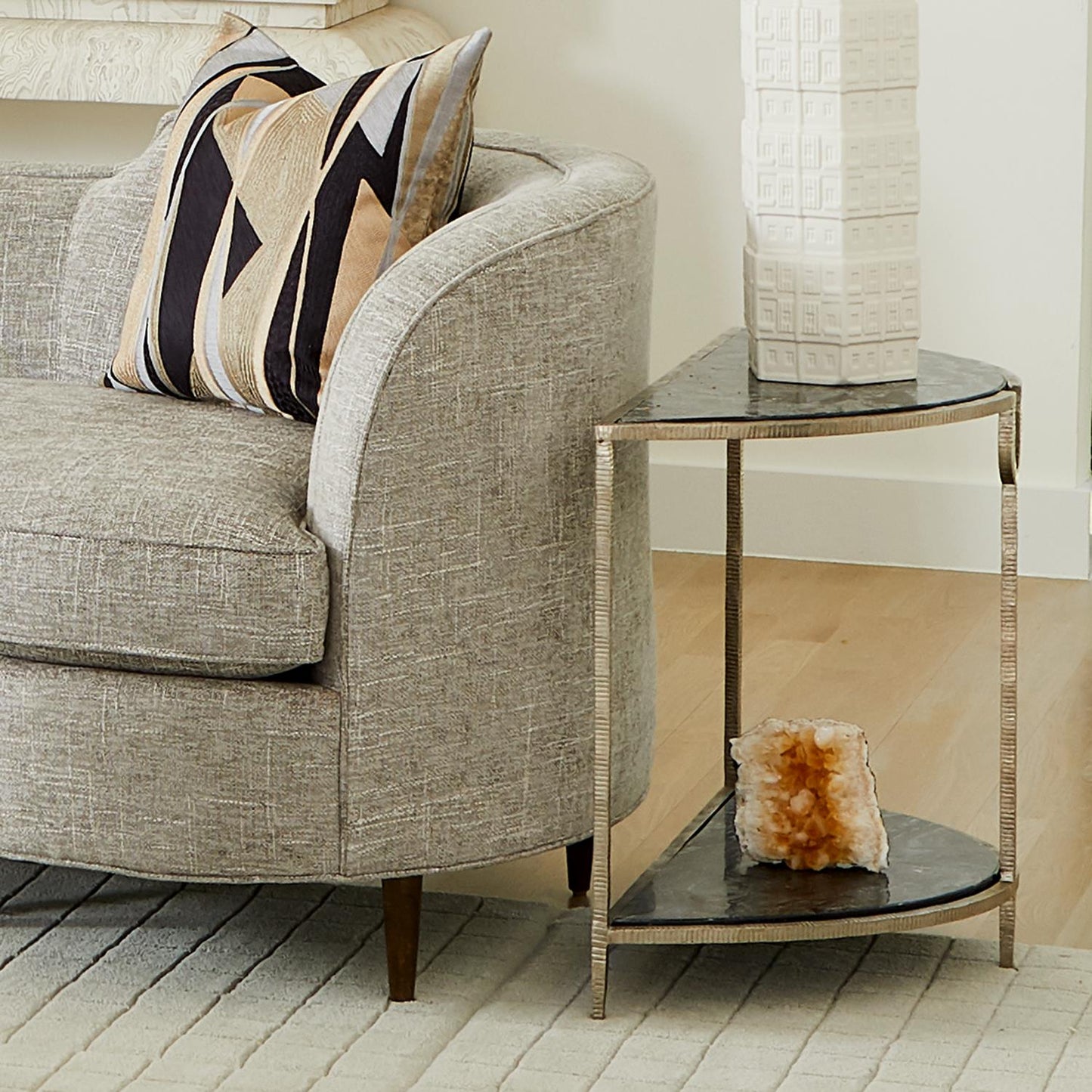 Demilune Side Table - Silver - Grats Decor Interior Design & Build Inc.