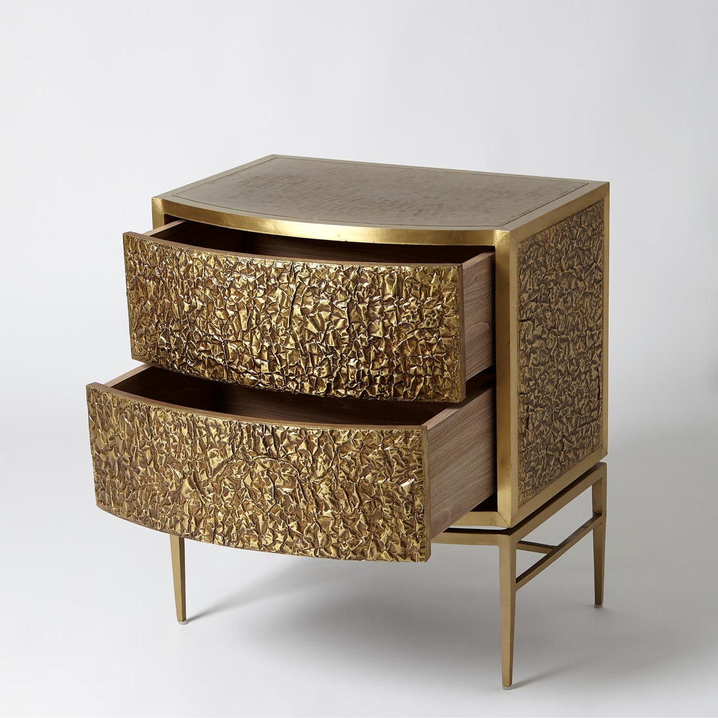 Crinkle Bedside Chest - Brass / Bronze