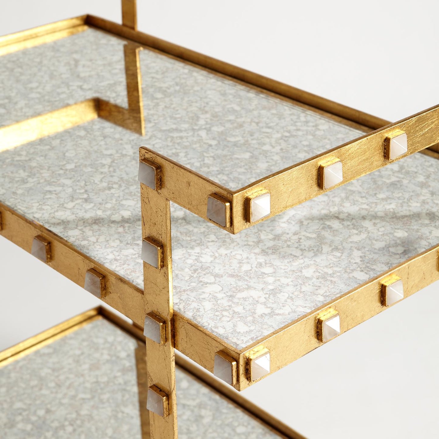 Quartz Stud Bar Cart - Gold Leaf