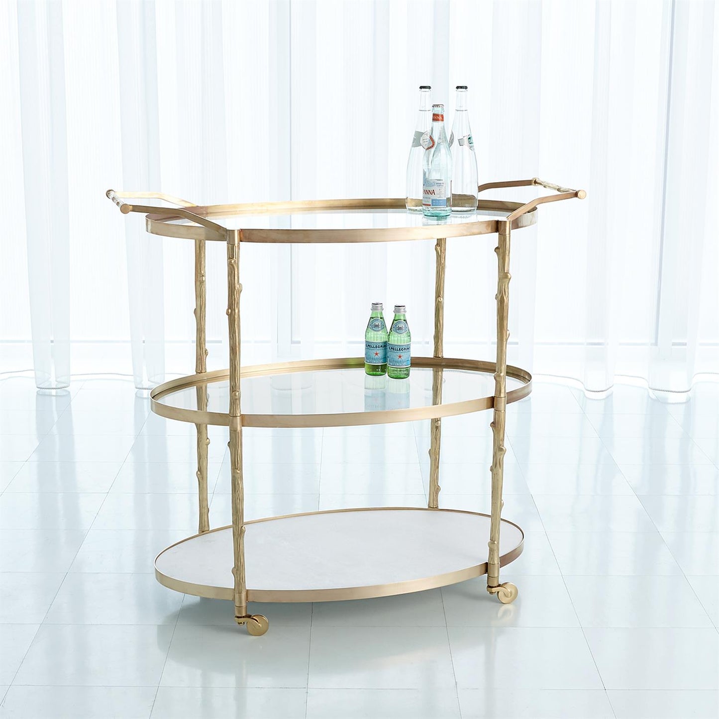 Arbor 43" x 20" Oval Bar Cart - Brass