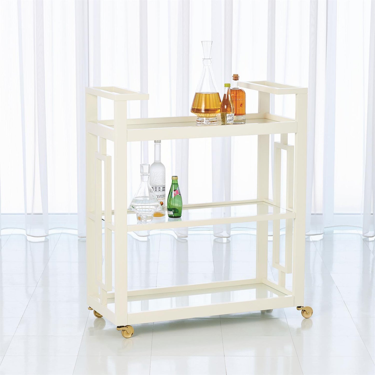 Grid Block 36" x 16" Bar Cart - White