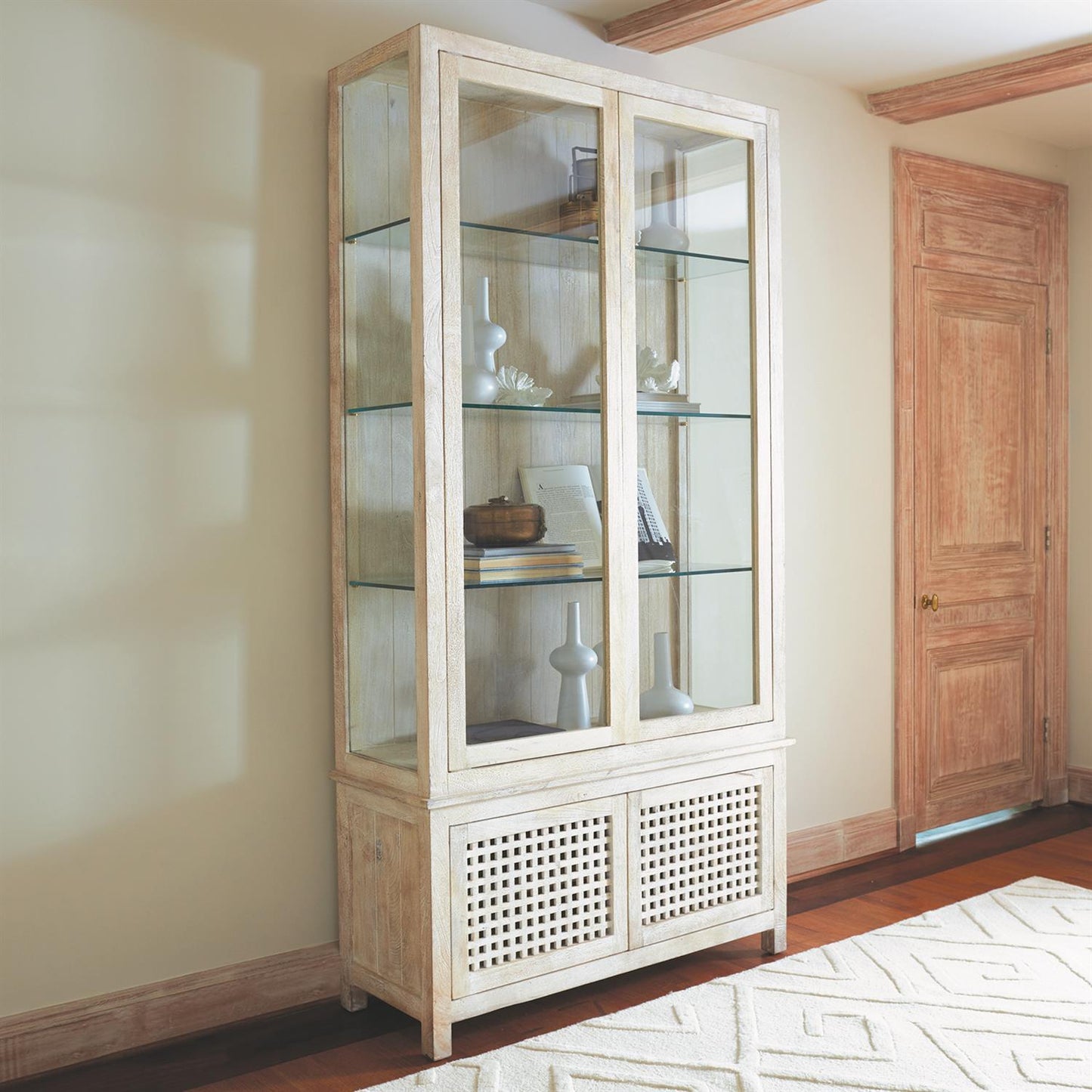 Driftwood 48"W x 94"H Vitrine - White Sandblasted