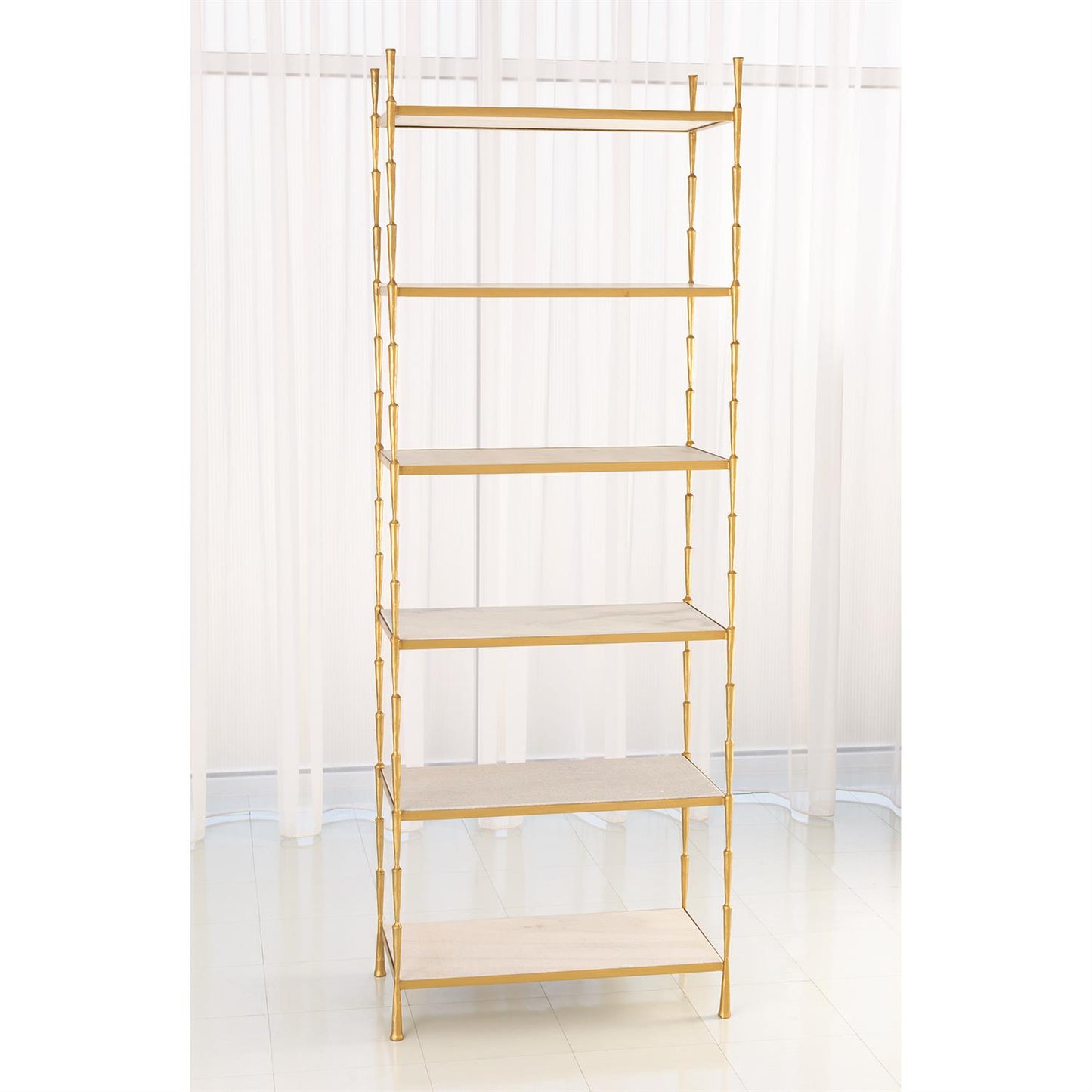 Spike 29"W x 80"H Etagere - Brass