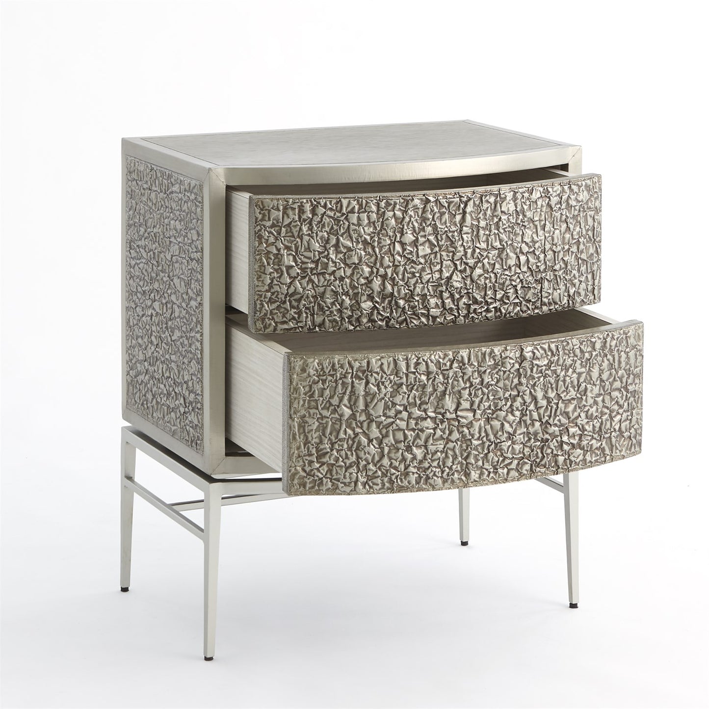 Crinkle Bedside Chest - Nickel/ Antique Nickel