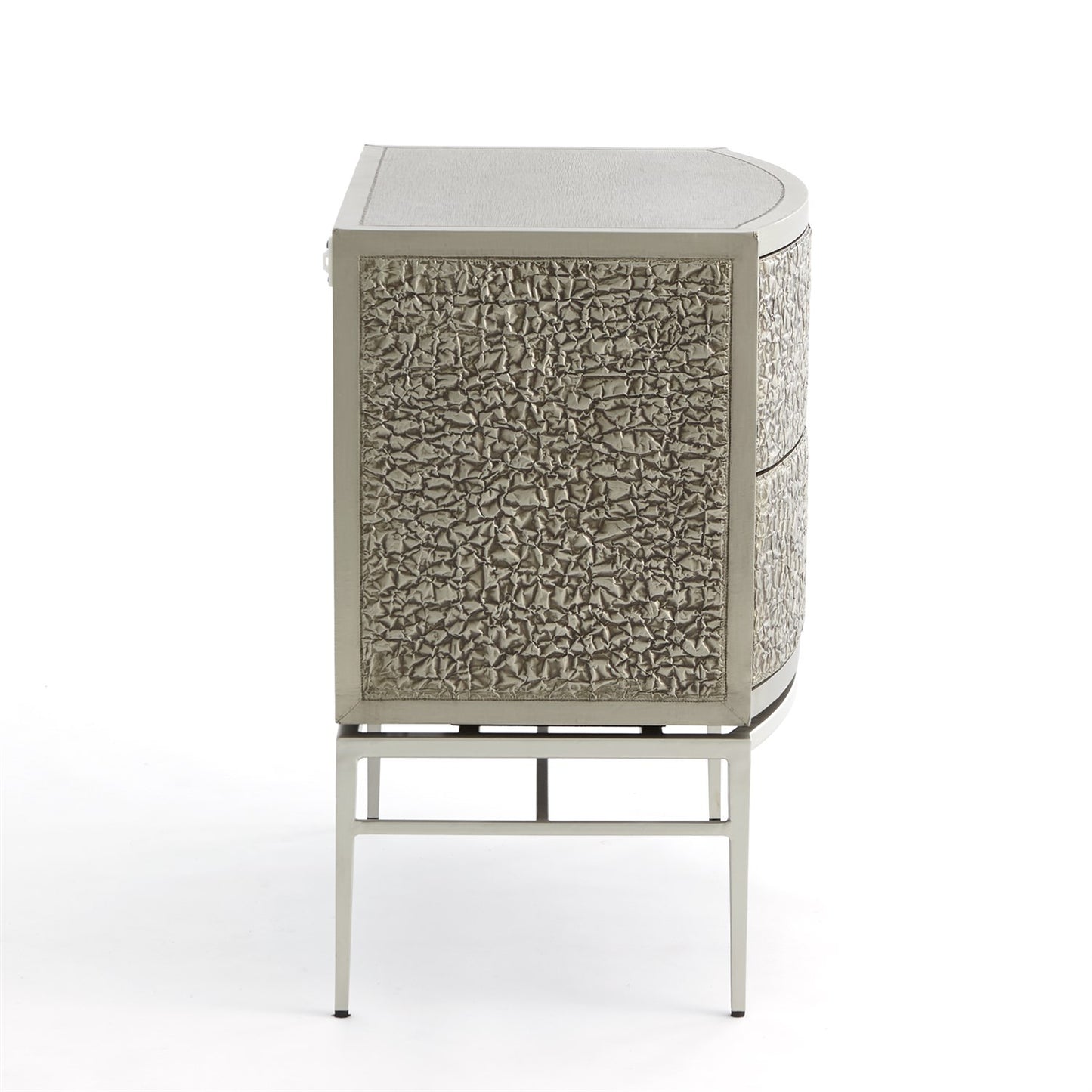 Crinkle Bedside Chest - Nickel/ Antique Nickel