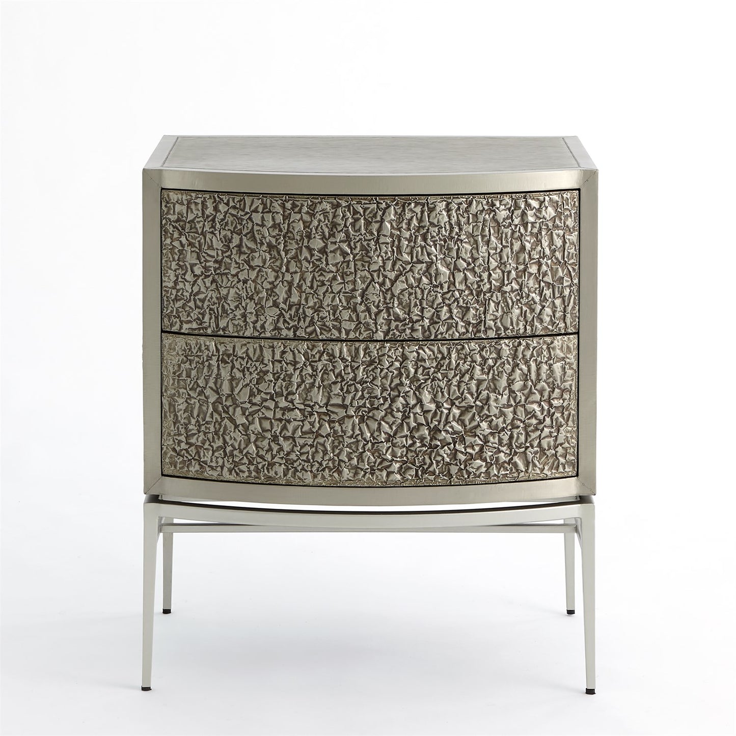 Crinkle Bedside Chest - Nickel/ Antique Nickel