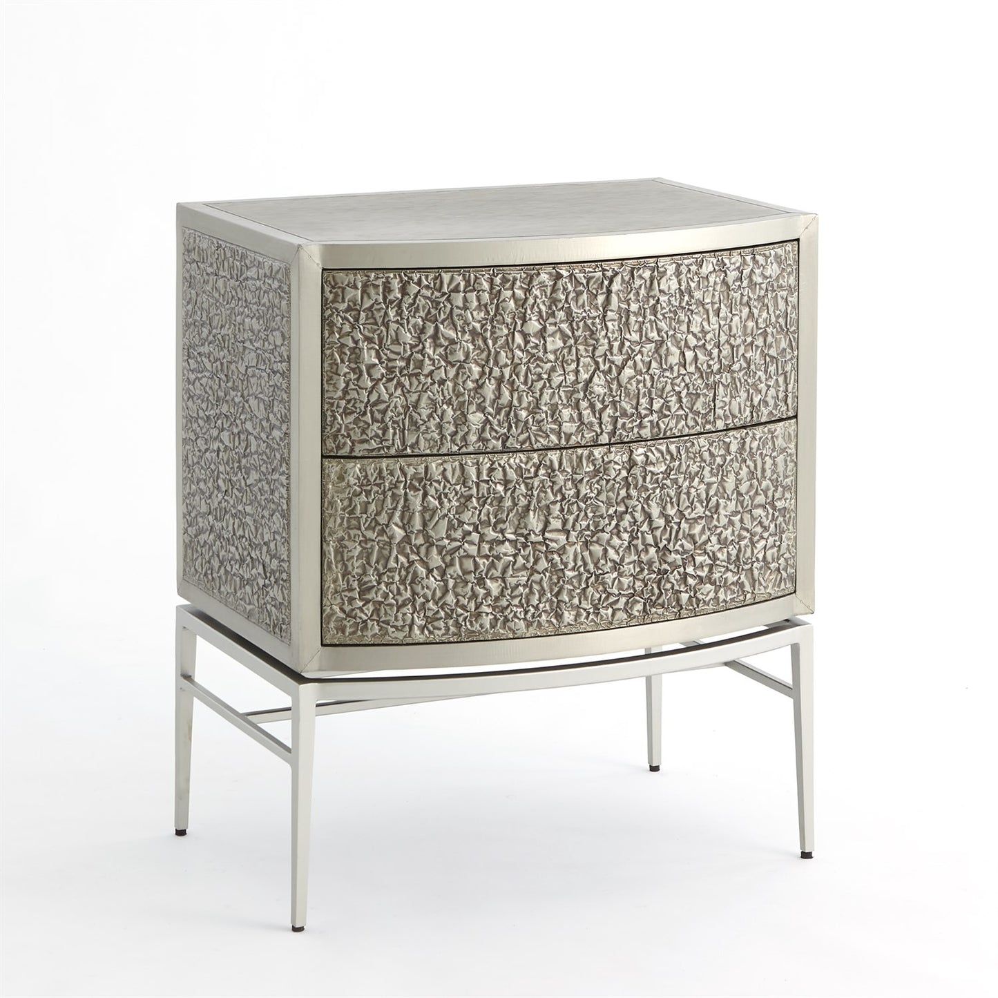 Crinkle Bedside Chest - Nickel/ Antique Nickel