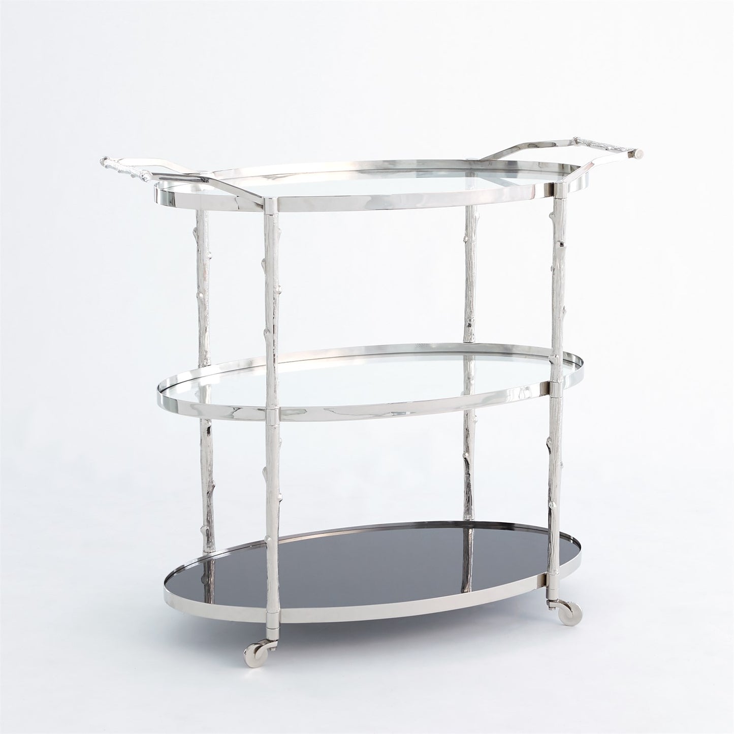 Arbor 43" x 20" Oval Bar Cart - Nickel