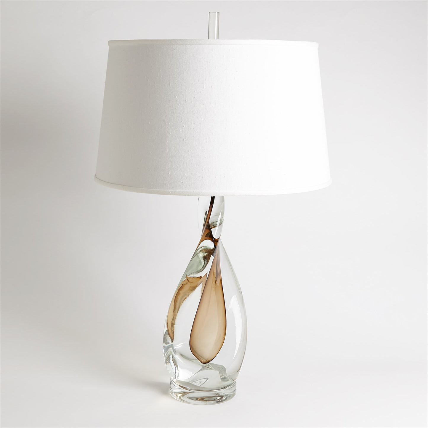 Amber Twisted Art Glass Lamp w/Silk Shade
