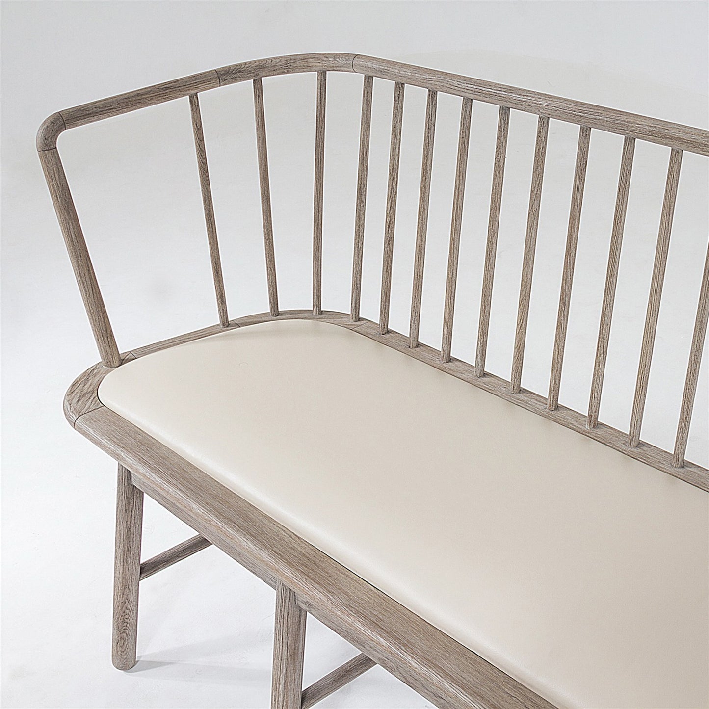 Spindle Long Bench - Beige Leather