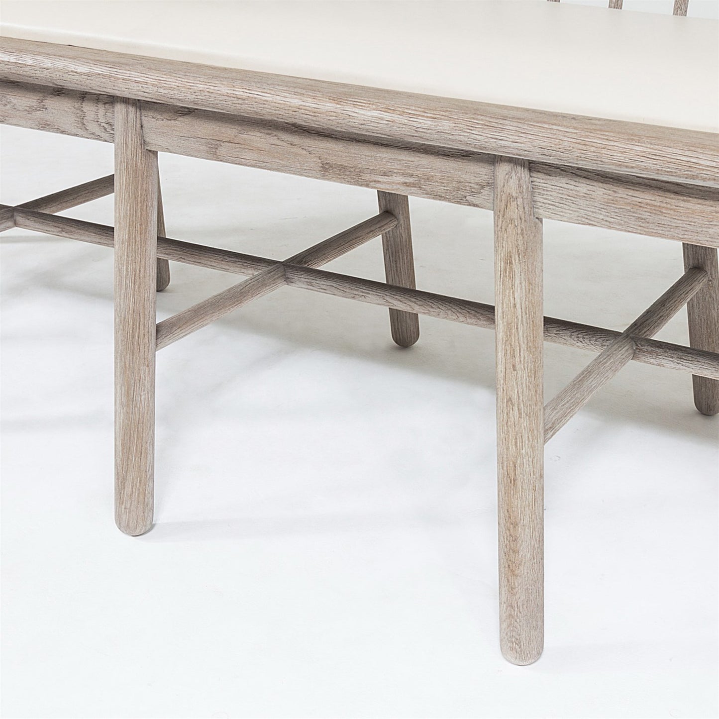 Spindle Long Bench - Beige Leather