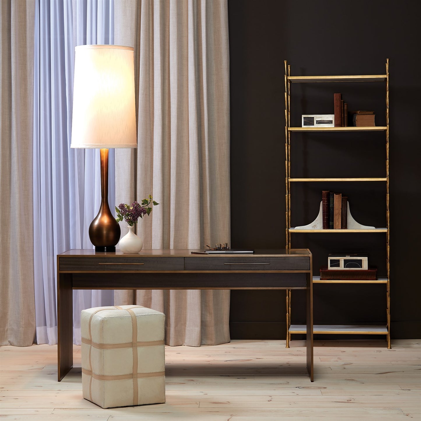 Spike 29"W x 80"H Etagere - Brass