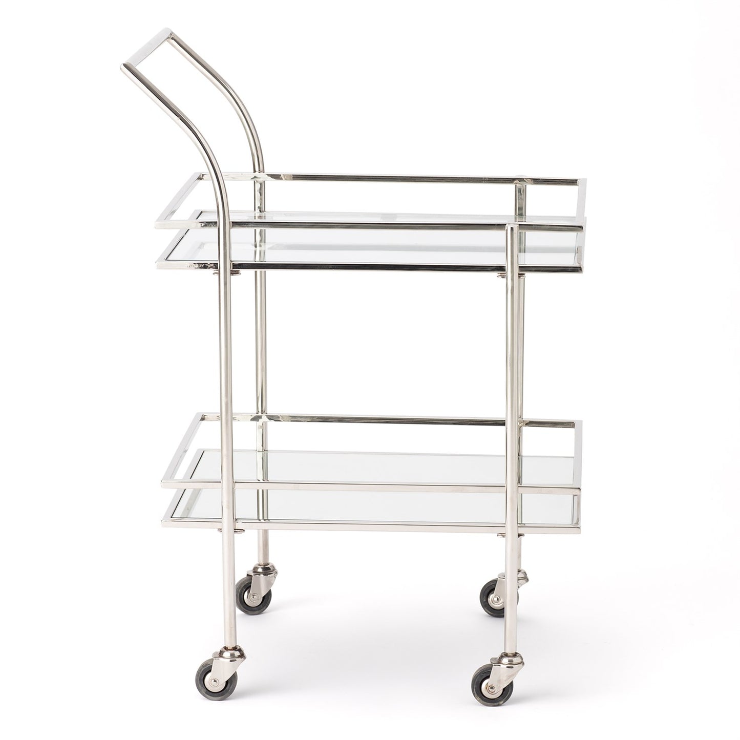 Rectangular Bar Cart w/Mirror - Nickel