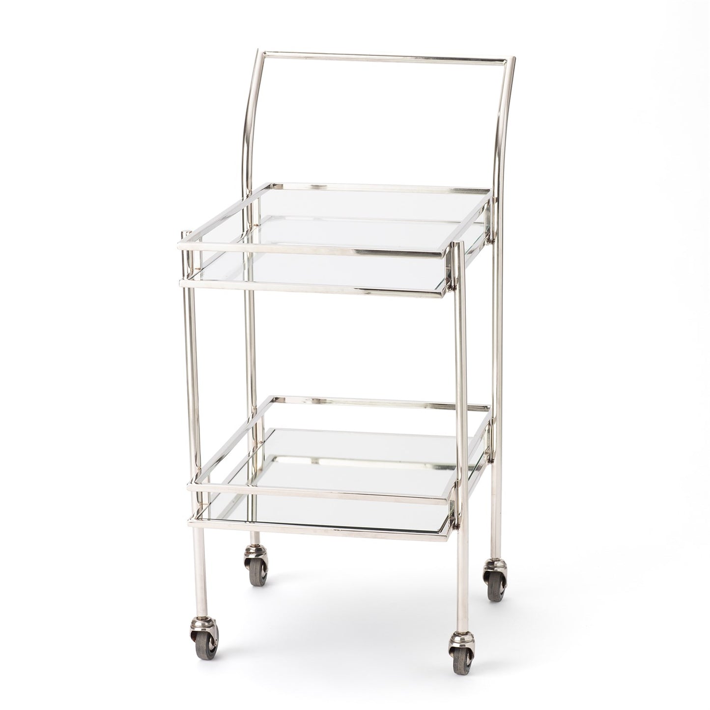 Rectangular Bar Cart w/Mirror - Nickel