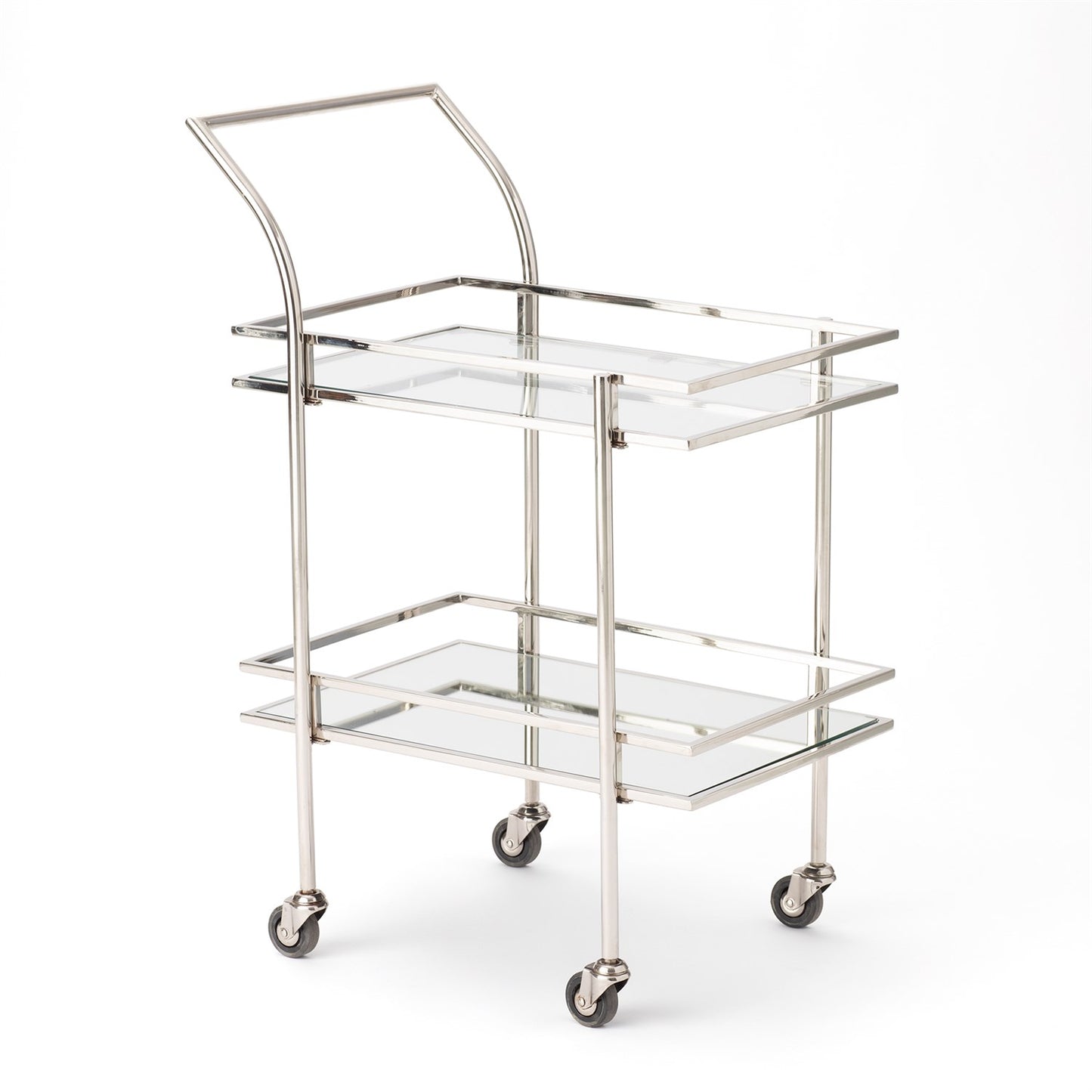 Rectangular Bar Cart w/Mirror - Nickel