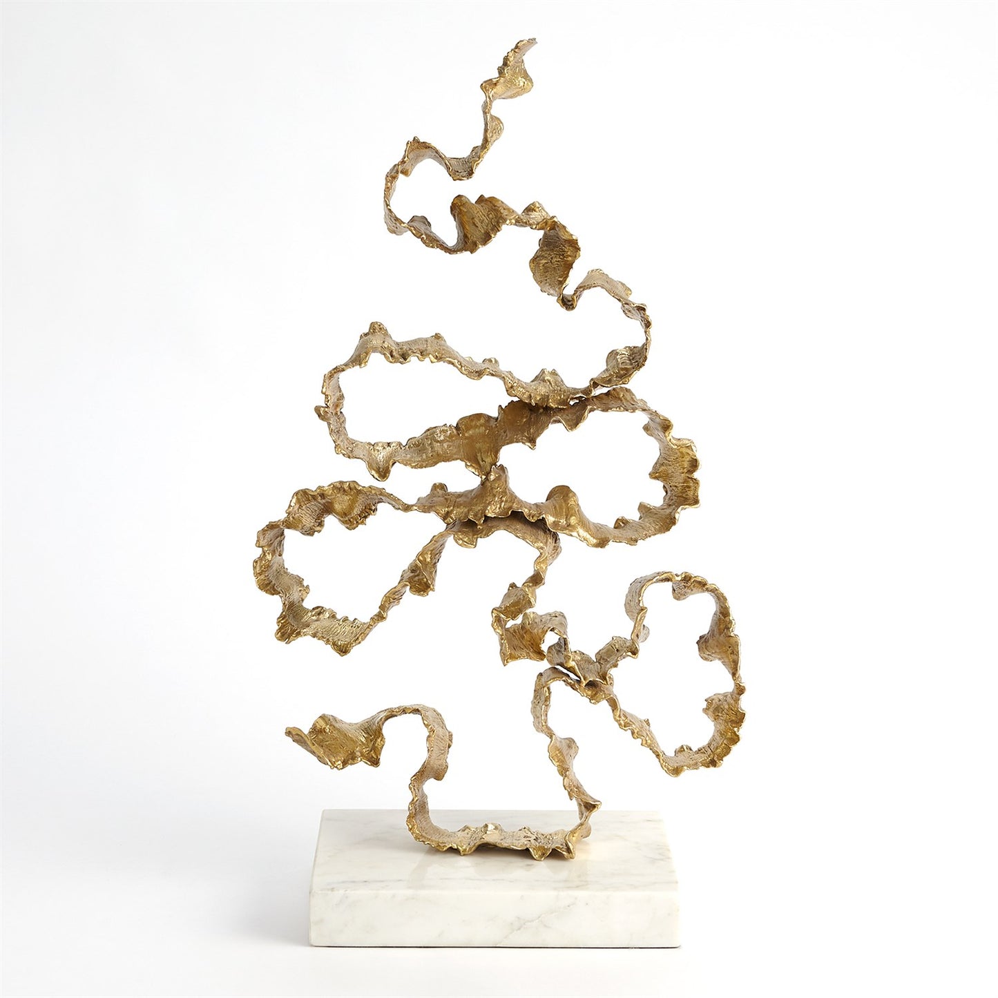 Squiggles Sculpture - Brass w/White Marble