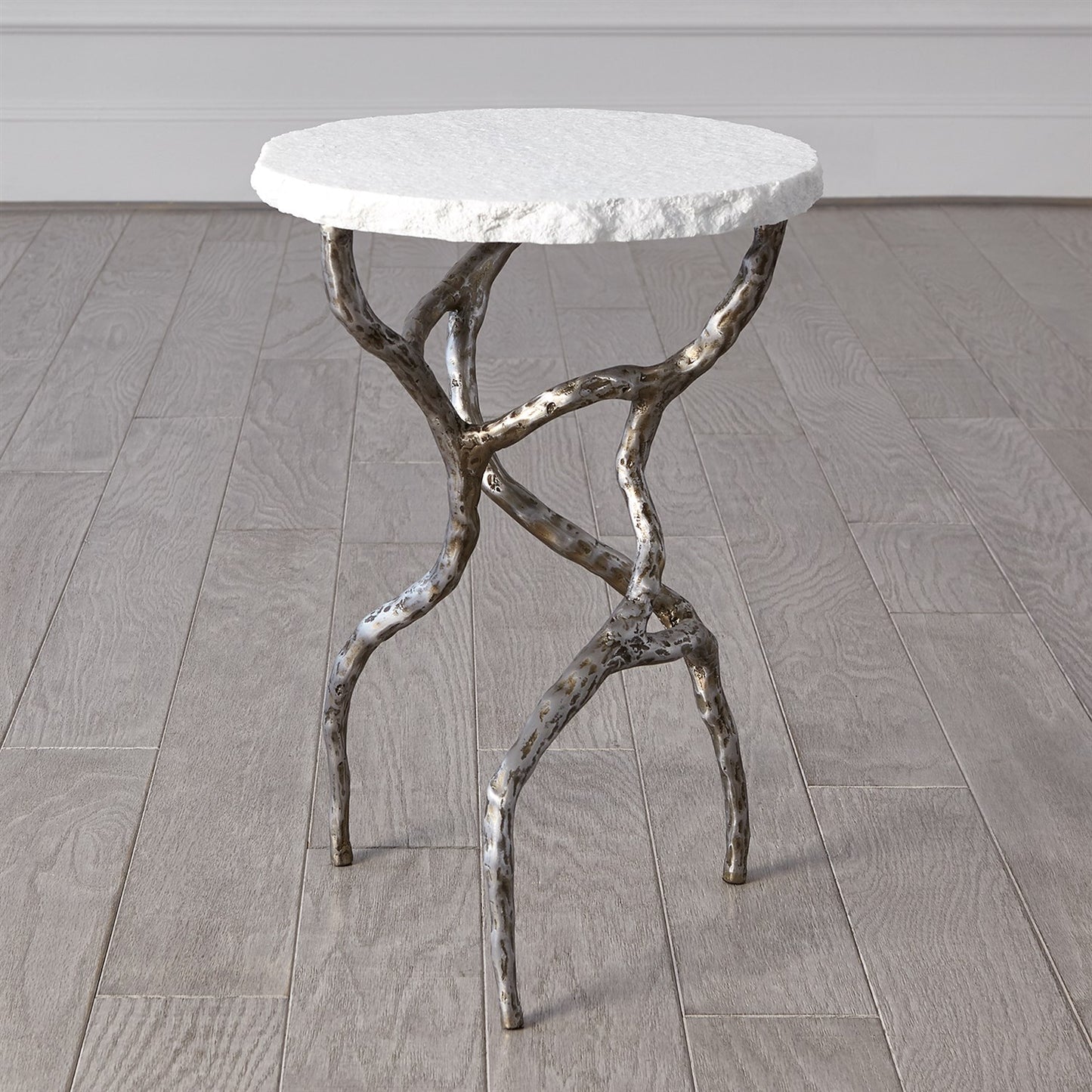 Root Table - Polished Iron w/White Marble - Grats Decor Interior Design & Build Inc.