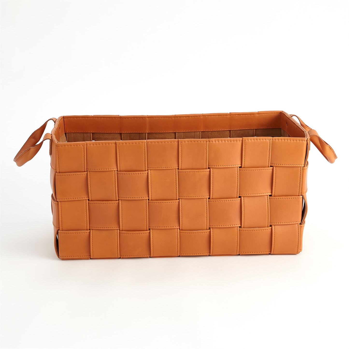 Soft Woven Leather Basket - Orange - 2 sizes