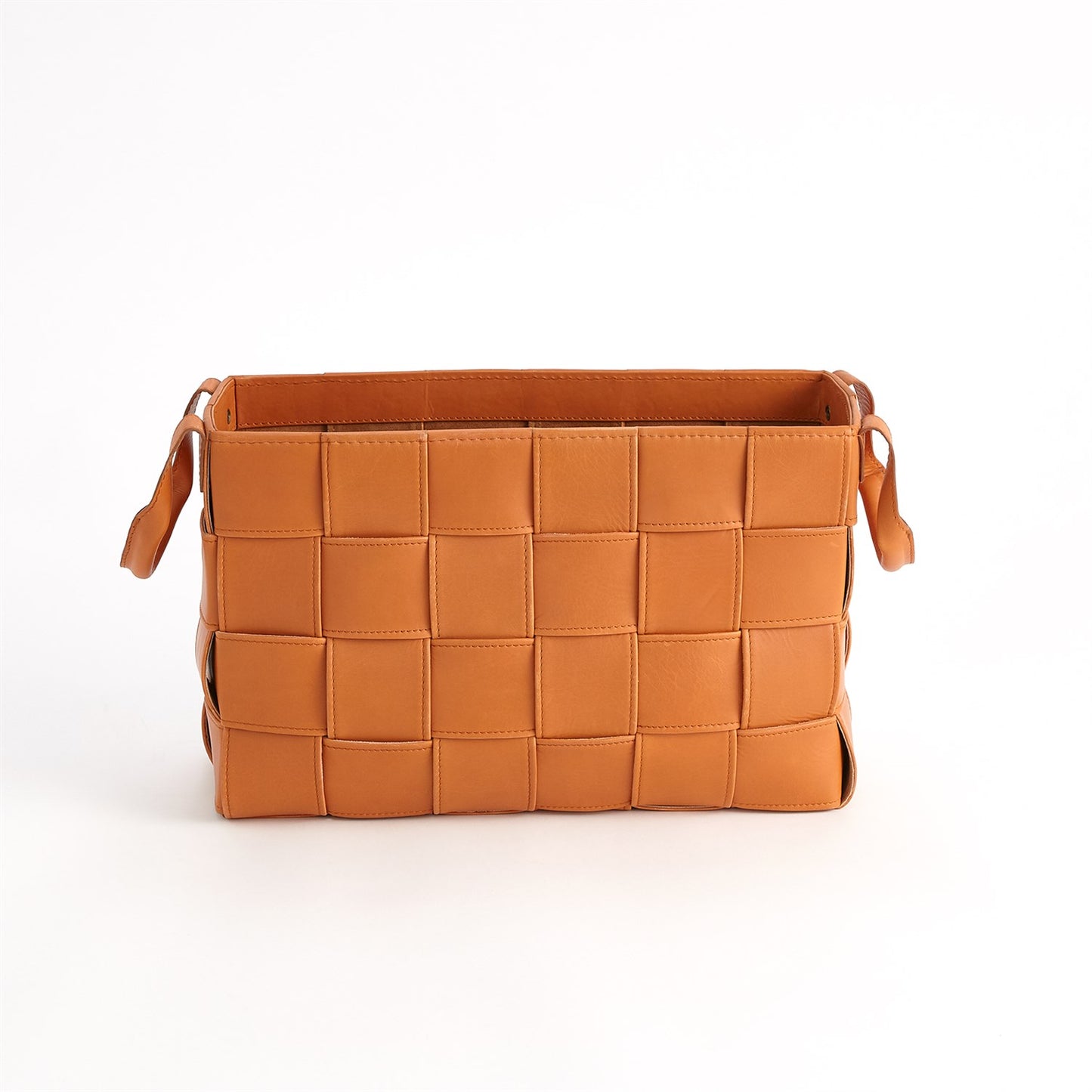 Soft Woven Leather Basket - Orange - 2 sizes