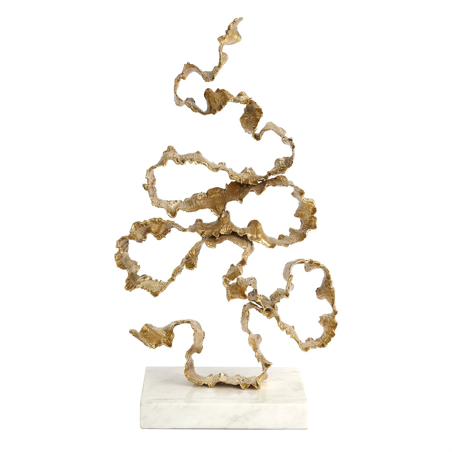 Squiggles Sculpture - Brass w/White Marble