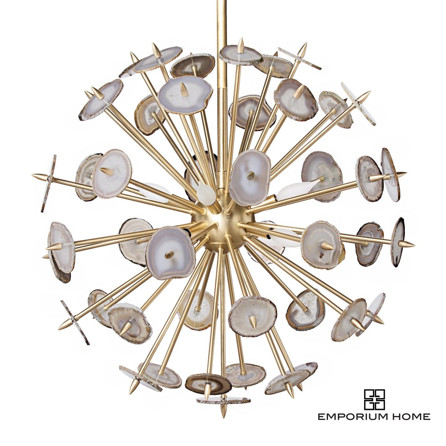 Agate Burst Chandelier-Satin Brass