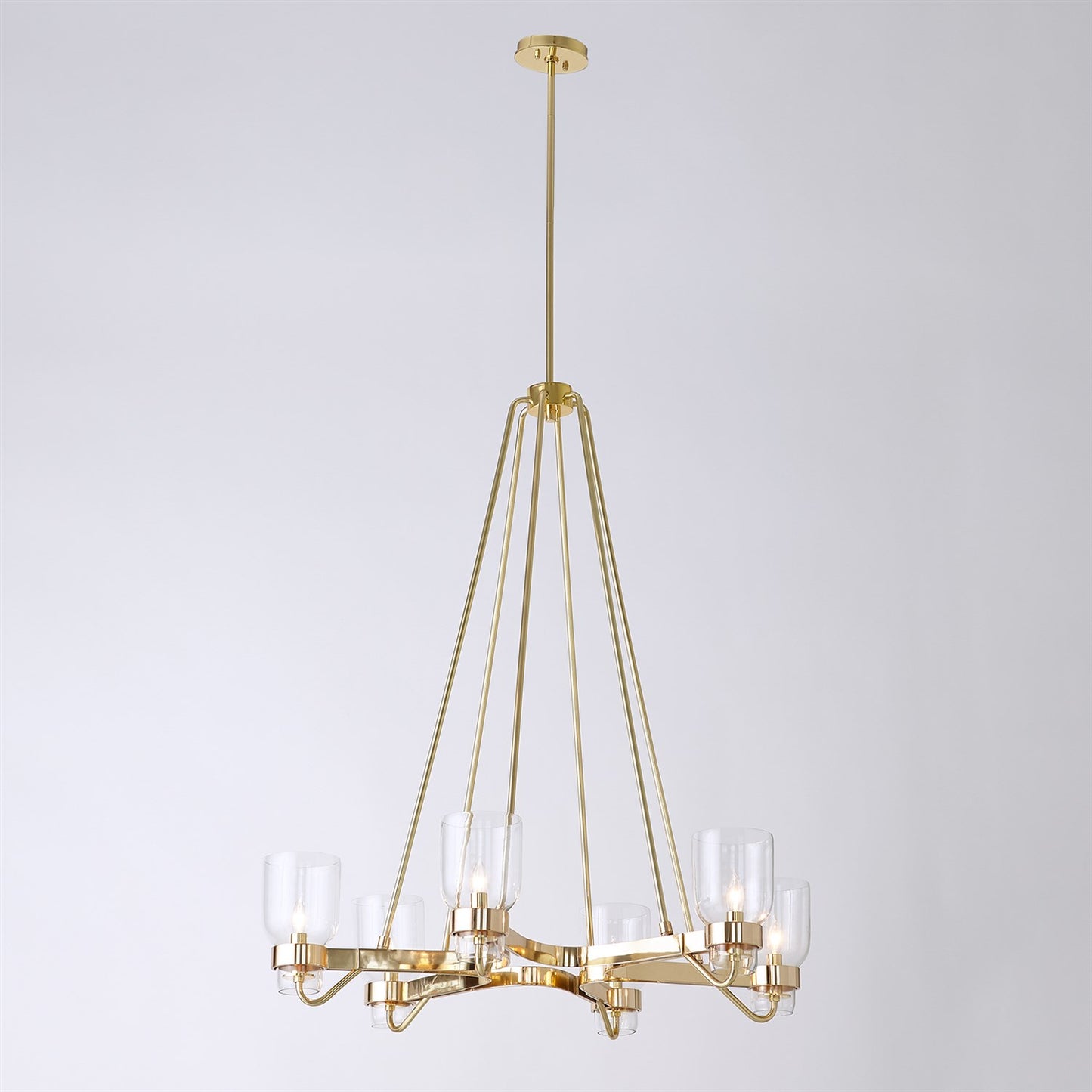 Six Light Chandelier - Shiny Brass