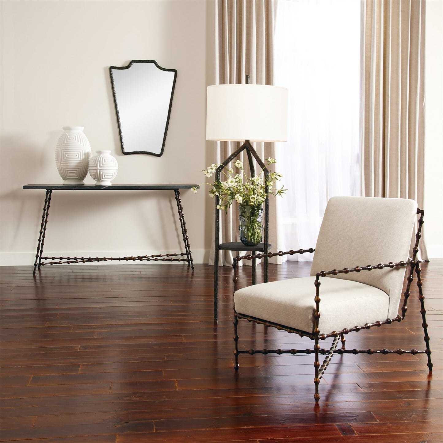 Trio Table/ Floor Lamp - Bronze Verdi w/ Granite