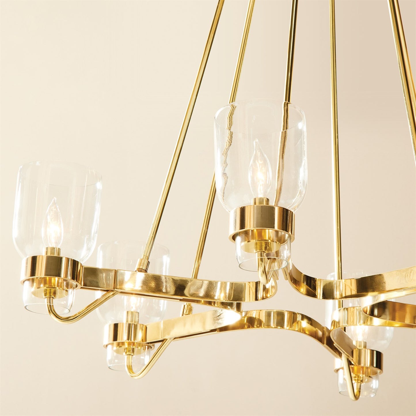 Six Light Chandelier - Shiny Brass