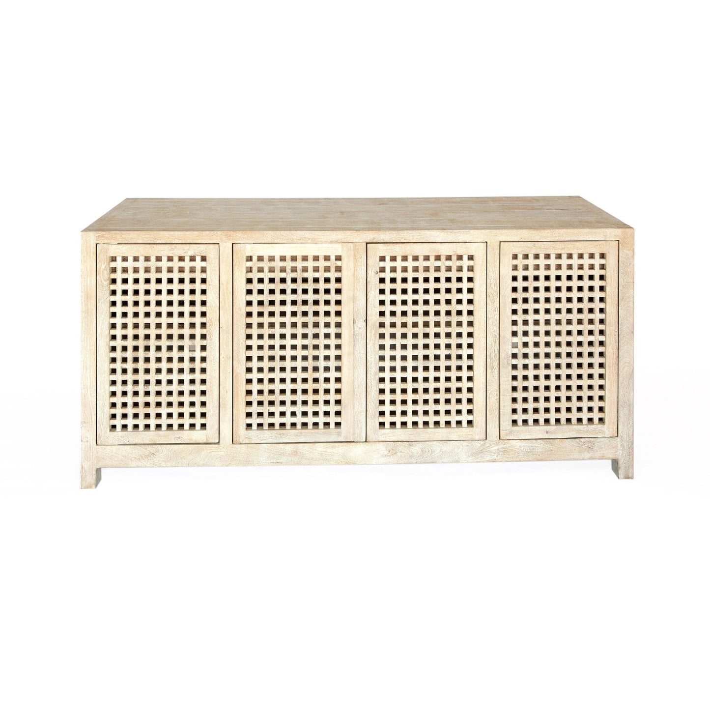 Driftwood 71"W Lattice Credenza - Creamy Wash