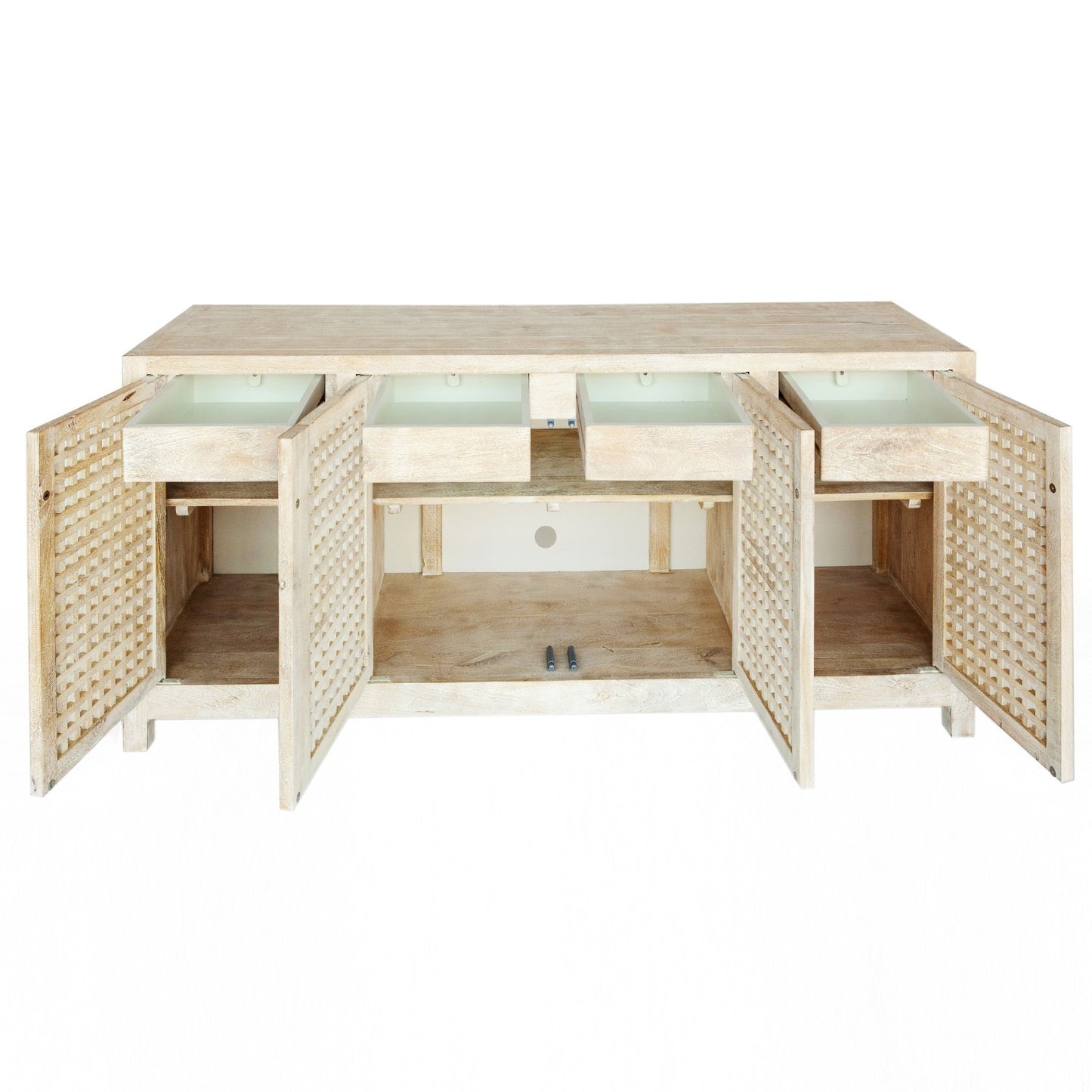 Driftwood 71"W Lattice Credenza - Creamy Wash
