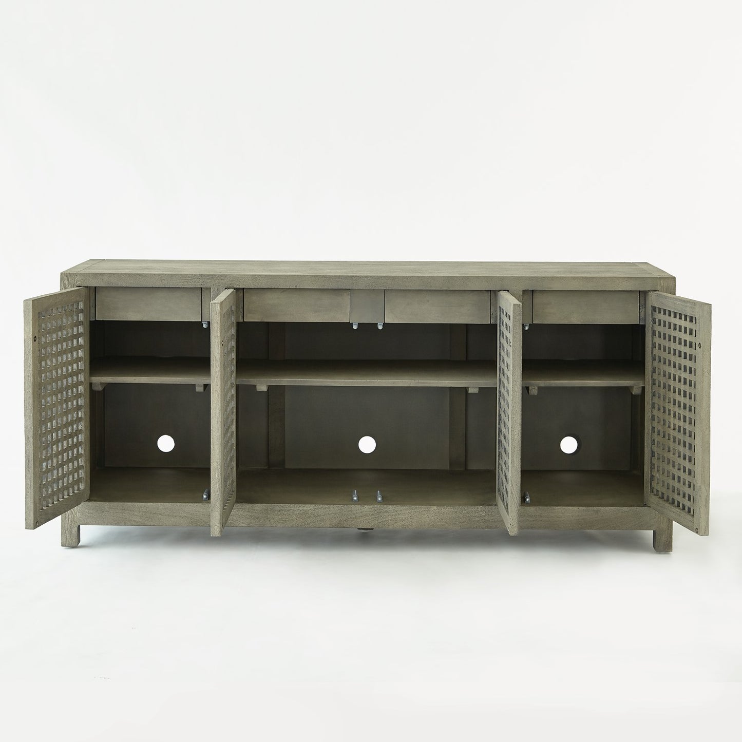 Driftwood 71"W Lattice Credenza - Grey Wash