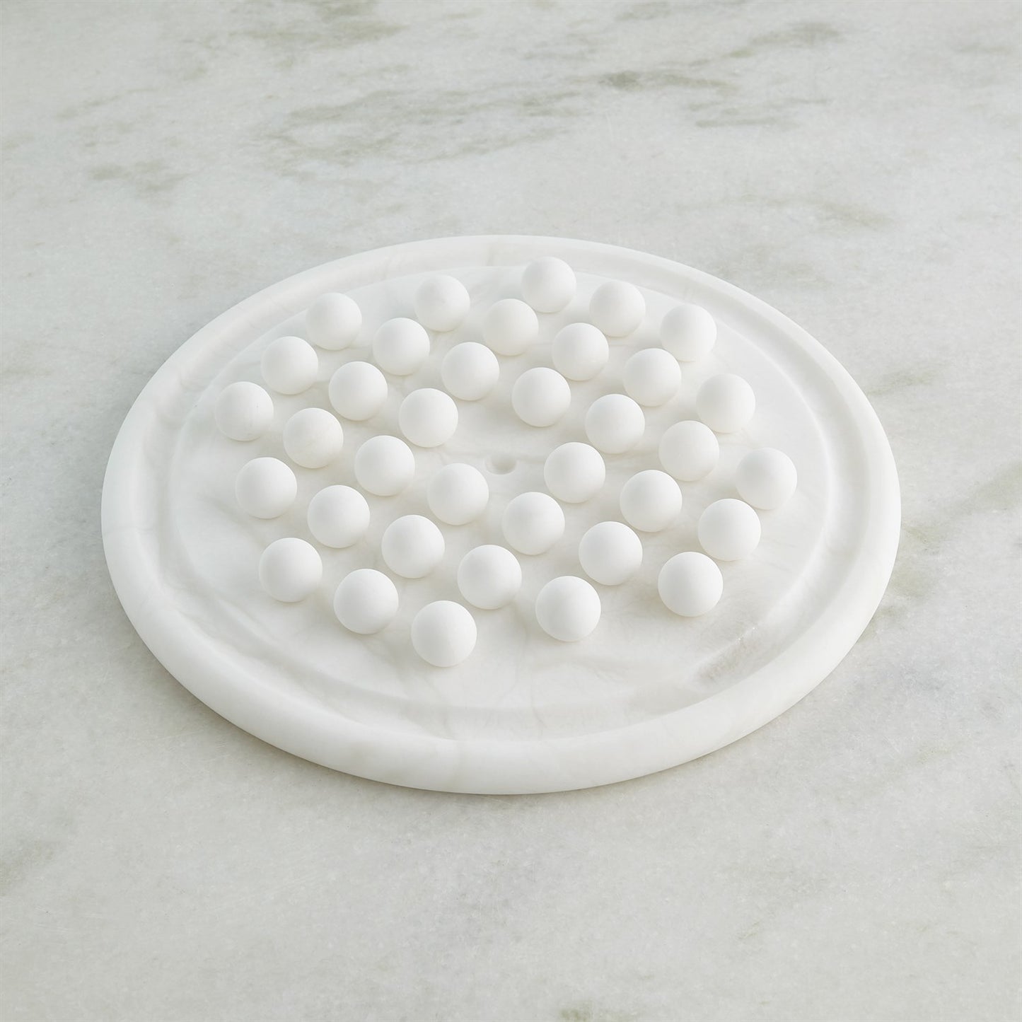 Alabaster Solitaire Game Set - White
