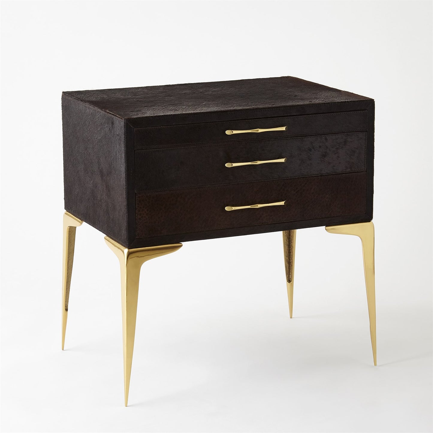Stiletto Bedside 25" Table - Black Hair-on-Hide