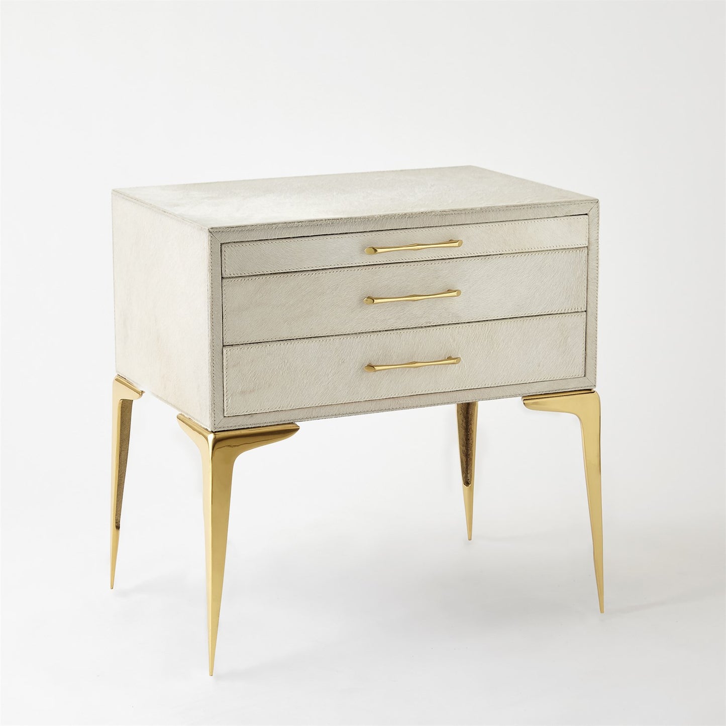 Stiletto Bedside 25" Table - White Hair-on-Hide