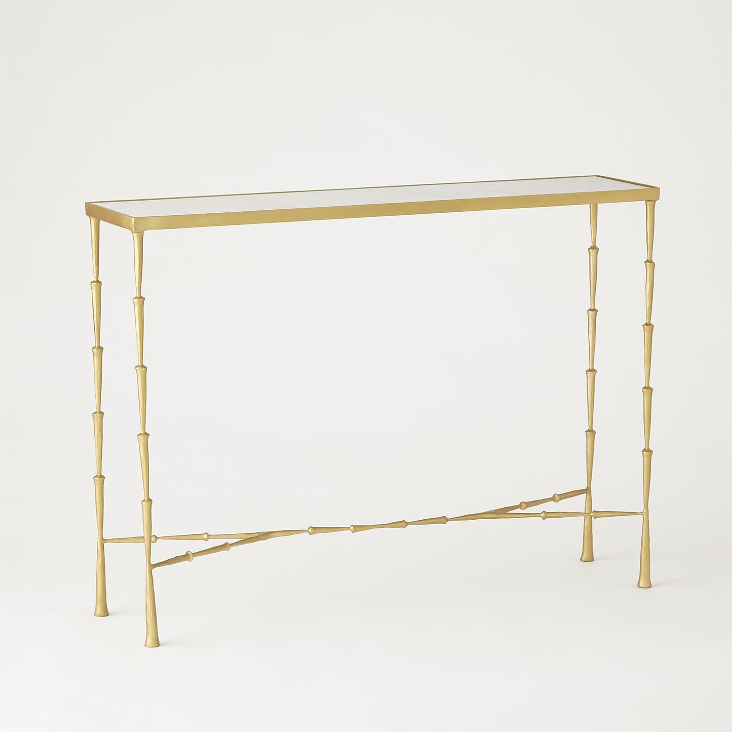 Spike Marble Top 44" Console - Antique Gold