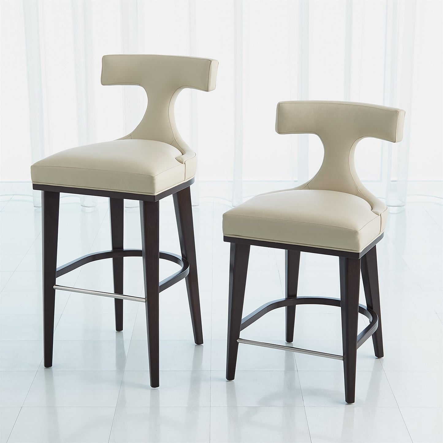 Anvil Back Counter Stool - Ivory Leather