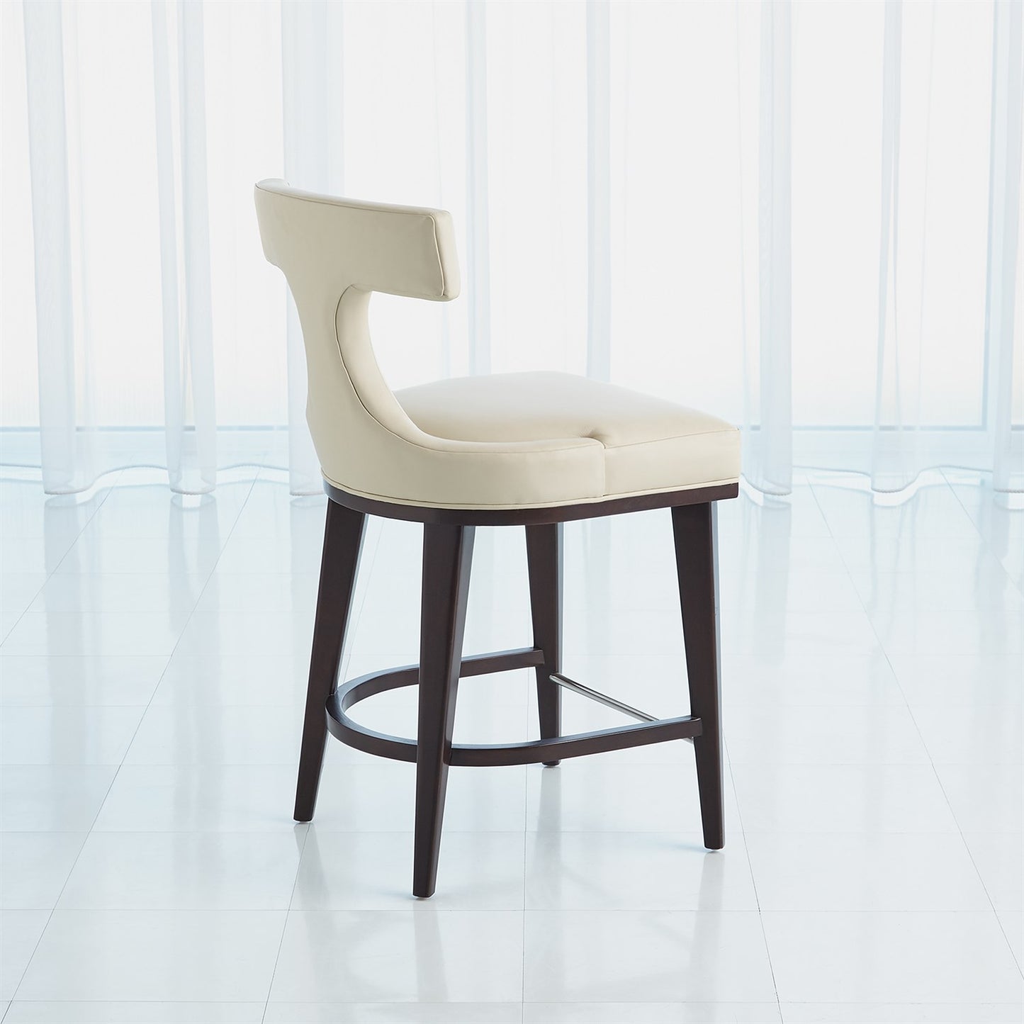 Anvil Back Counter Stool - Ivory Leather