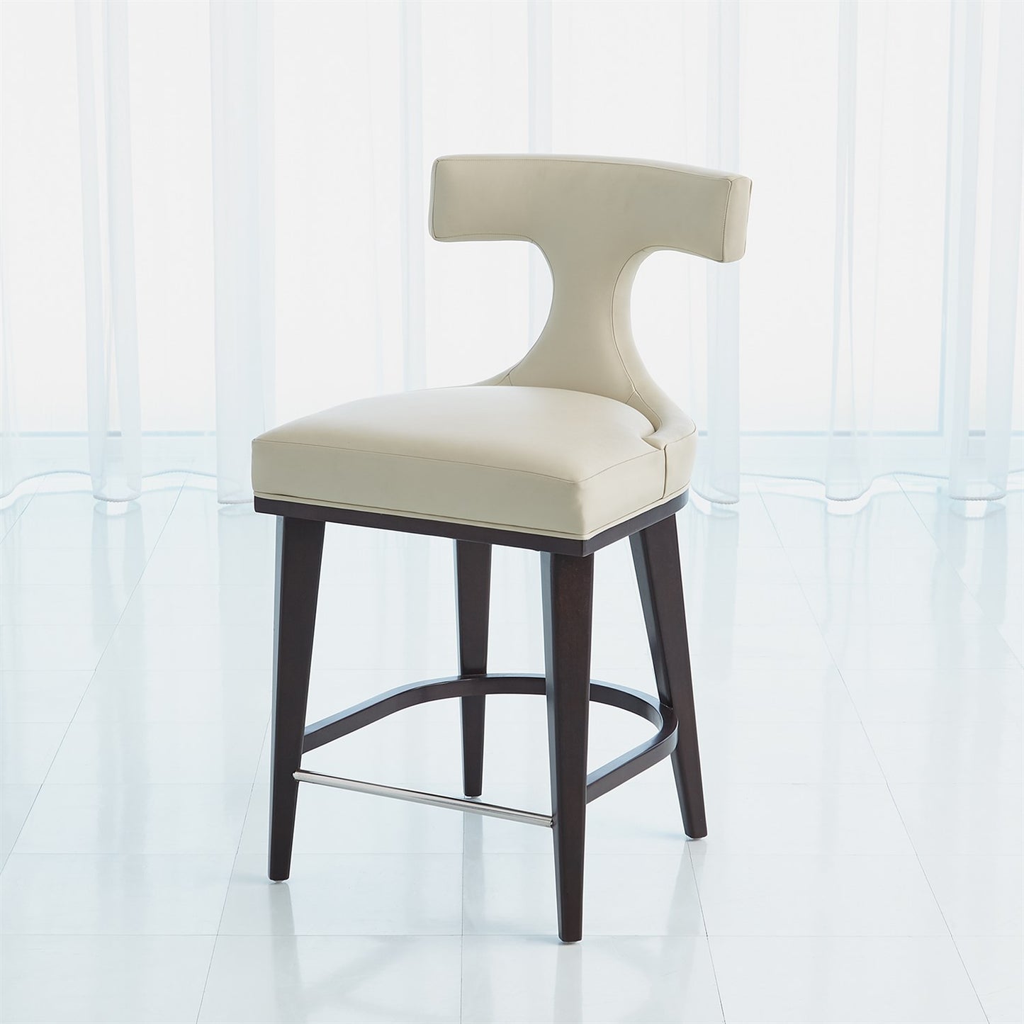 Anvil Back Counter Stool - Ivory Leather