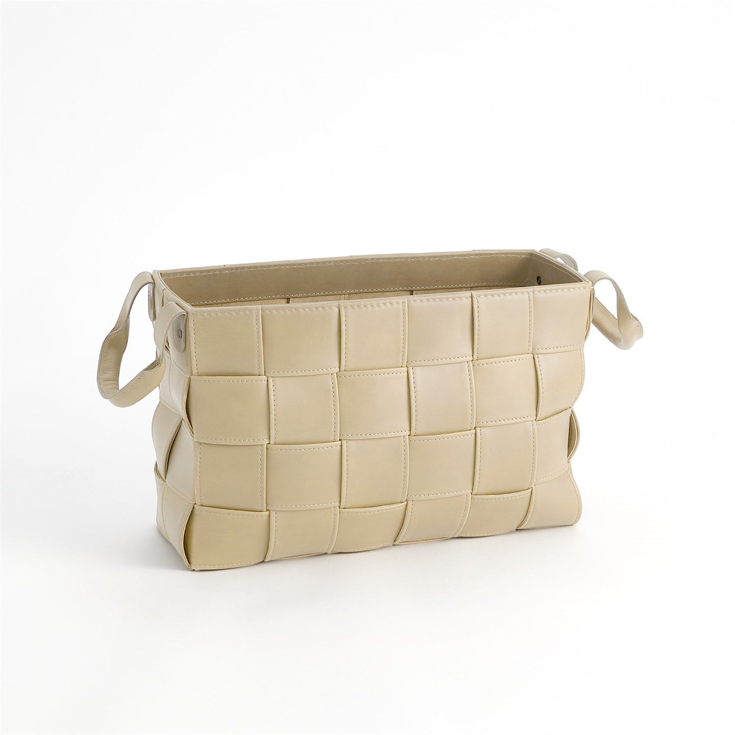 Soft Woven Leather Basket - Beige - 2 sizes