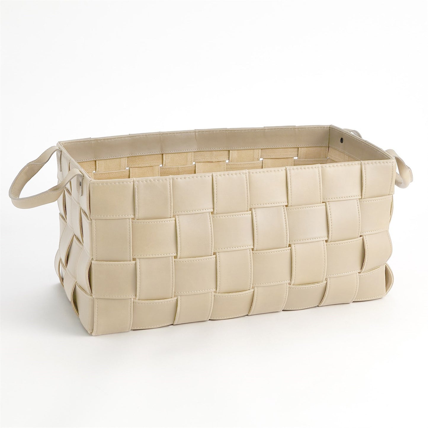 Soft Woven Leather Basket - Beige - 2 sizes