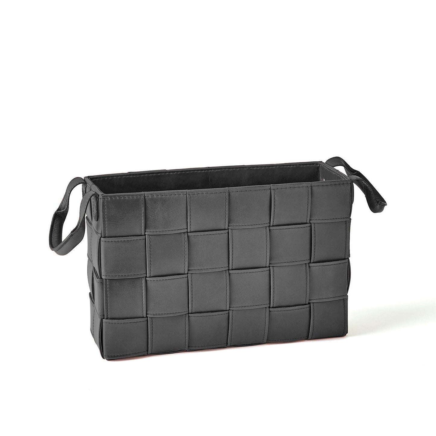 Soft Woven Leather Basket - Black - 2 sizes