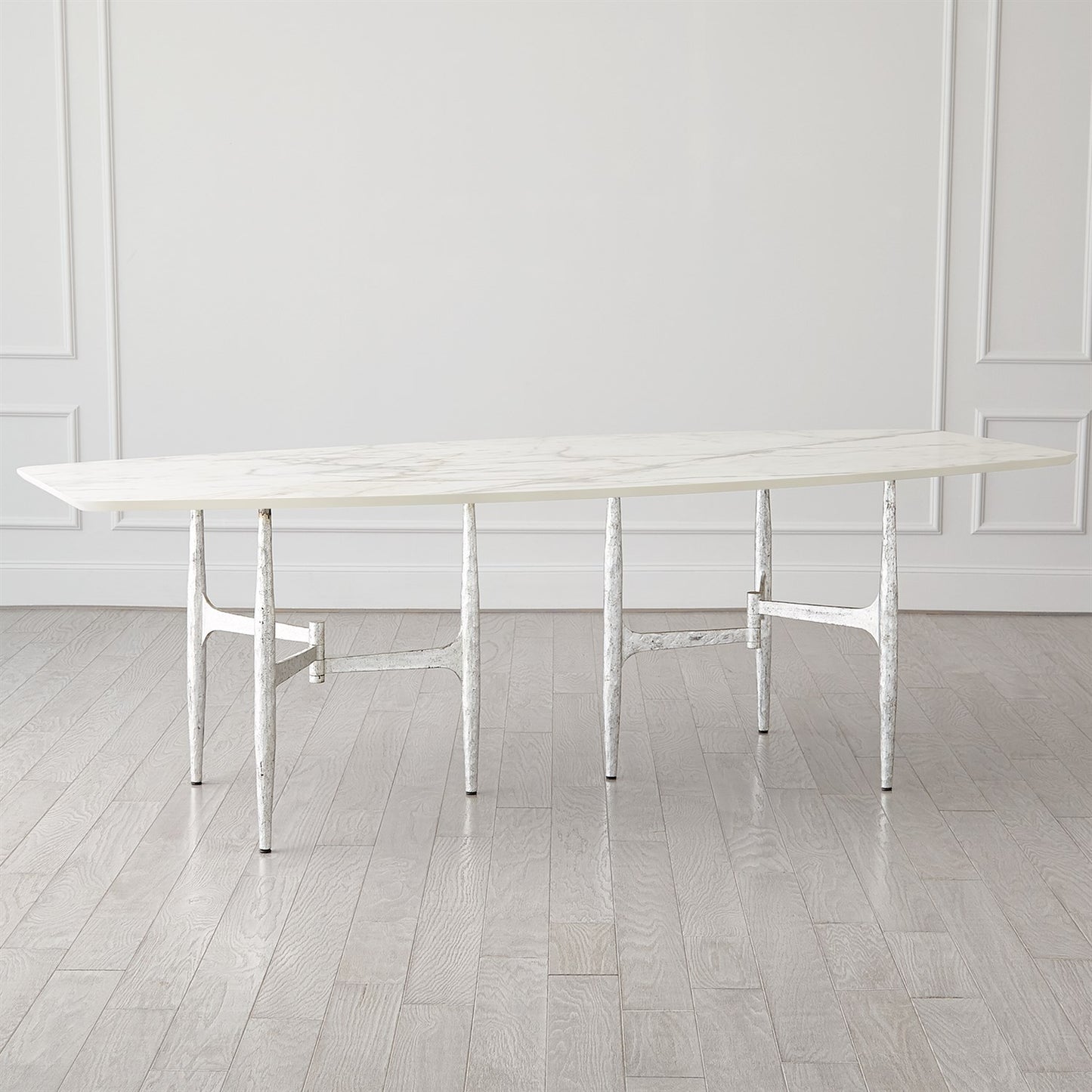 Radius Rectangle 96" Table-Silver w/Golden White Top